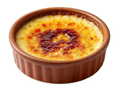 Creme brulee with caramelized crust , isolated on transparent background, png