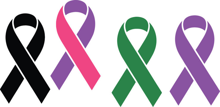 Four awareness ribbons representing different causes and support