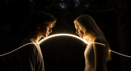 Separation through light image of two people