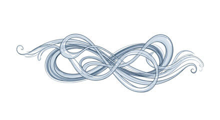 Abstract swirling lines forming an infinity symbol with flowing elegant curves and delicate wisps of light blue and white