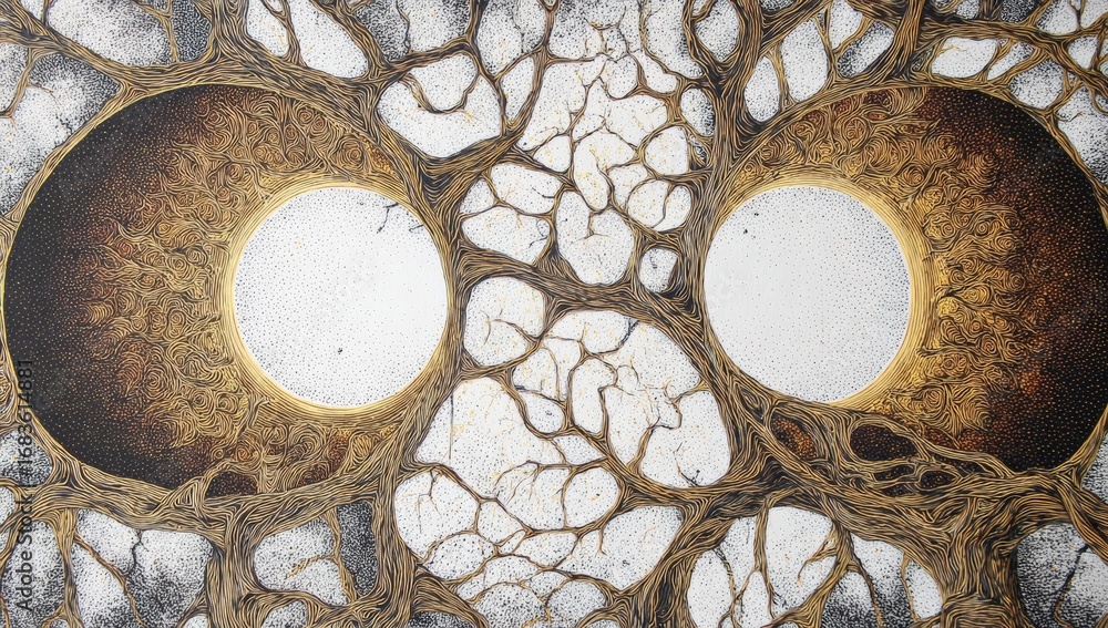Poster abstract double circle pattern on a textured background