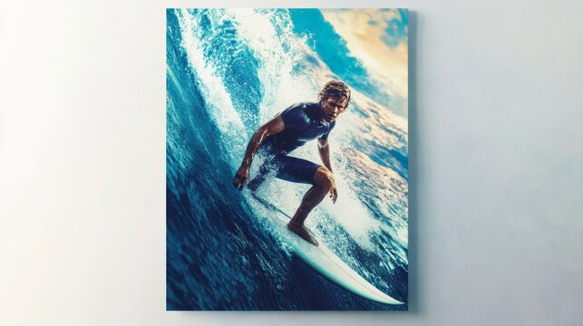 A cinematic action movie poster of a surfing hero  - Powered by Adobe
