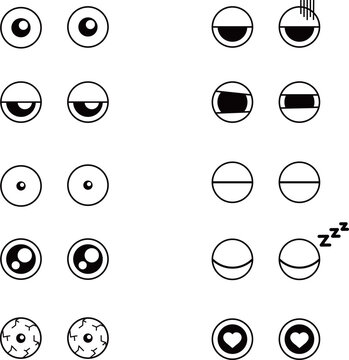 目の表情のベクターイラスト素材セット