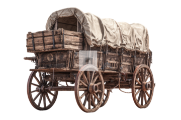 Vintage wooden wagon,  canvas cover