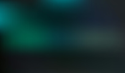 Abstract dark background with glowing green and blue light bokeh