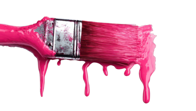 Pink paint dripping from a paintbrush - Powered by Adobe