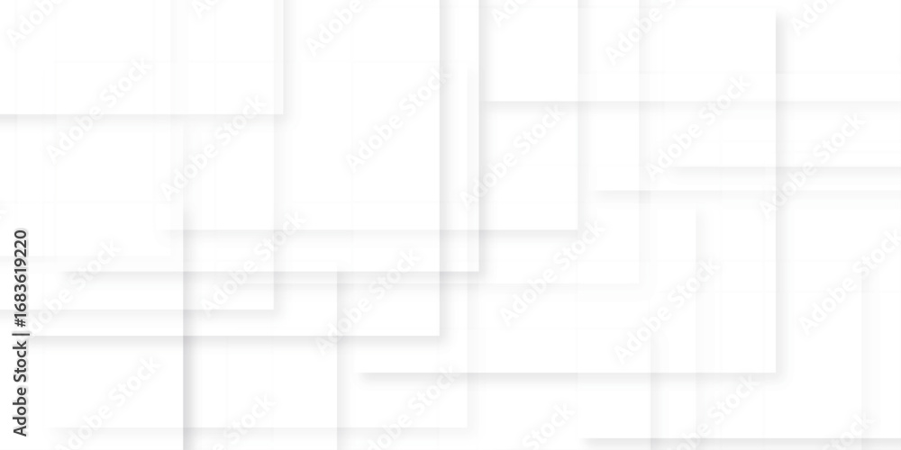 Poster modern abstract white background design with layers of textured white transparent material in triang