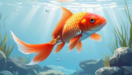 Goldfish in Clear Water