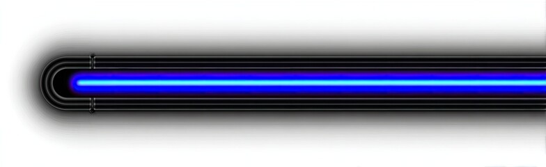 Bright blue neon line in a black tube