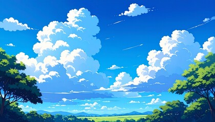 Fototapeta premium Anime Style Sky with Clouds