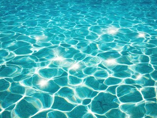 Turquoise water surface with sun reflections