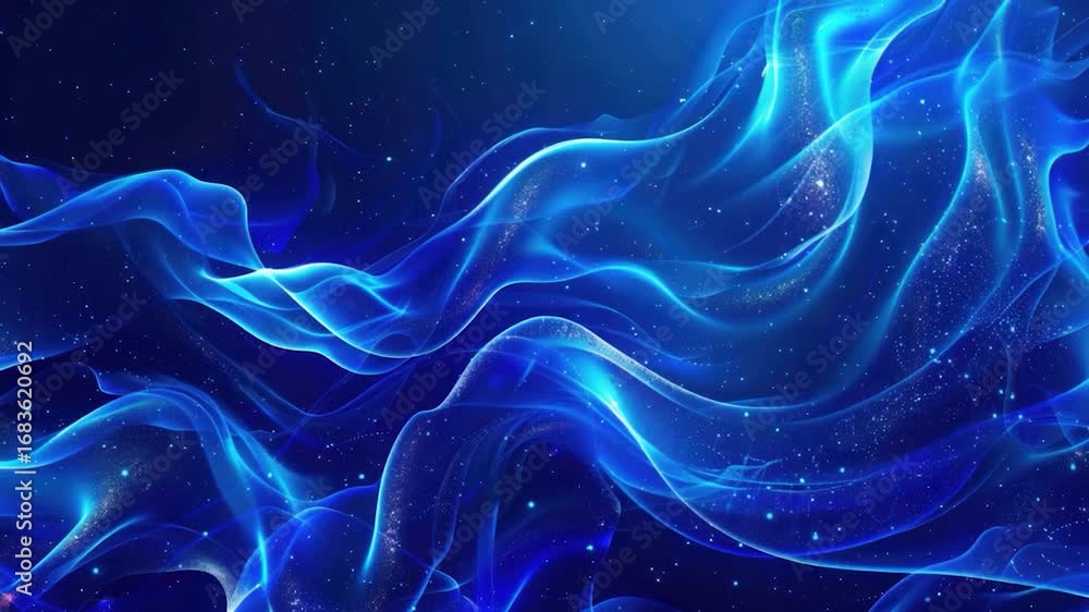 Poster abstract wave pattern on a dark blue and black background with stars, suitable for various designs a