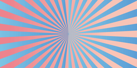 Abstract gradient colorful background with rays retro starburst lollipop banner design.  Sunburst background vector illustration pattern beam rays. Spiral radial striped backdrop design.	