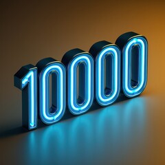 Illuminating Numeric Achievement: A striking neon sign of the number 10000 glows vibrantly, representing a significant milestone or achievement, casting a captivating light against a stylish backdrop.