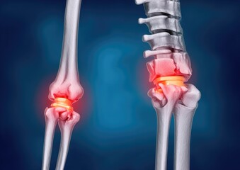 Painful joints highlighted on a skeletal model