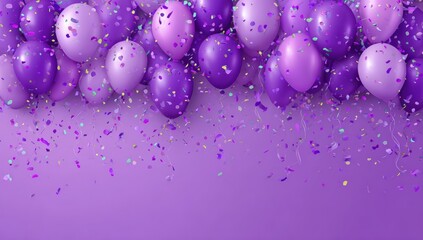 Purple party balloons and confetti