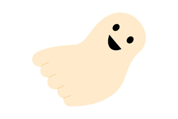 Happy, flying ghost illustration, Halloween character design, spooky cartoon mascot, Perfect for festive designs, posters for October, trick treat, holiday decoration. High resolution PNG
