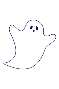 Spooky, funny Halloween ghost PNG illustration with floating sheet and eerie face. Creepy spirit, character design, perfect for seasonal parties, decorations, trick-or-treat, and holiday projects. 