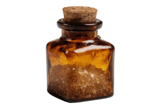 Amber glass apothecary jar filled with brown sugar crystals