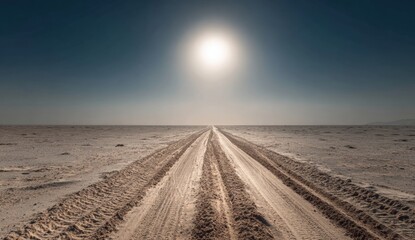 Fototapeta premium Desert Road Extends to a Bright Sun