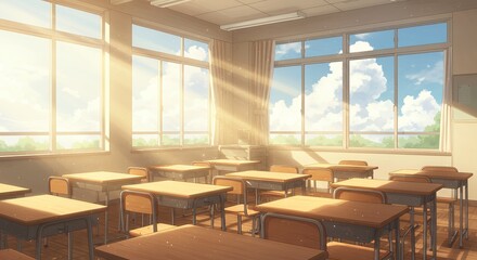 Classroom interior sunlight