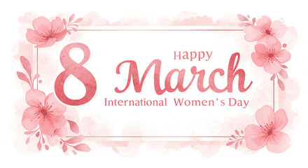 Happy International Women's Day greeting card with floral decorations