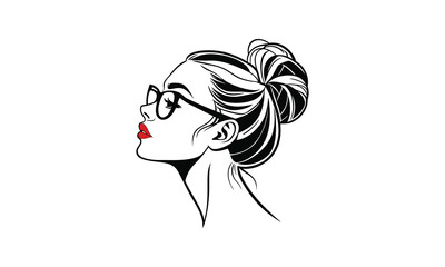 Stylish Girl Face Sketch SVG