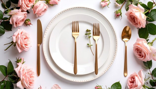 Elegant table setting with pink roses (2)
