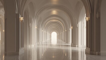 Empty, arched hallway