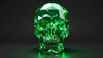 Faceted Emerald Skull with Glow