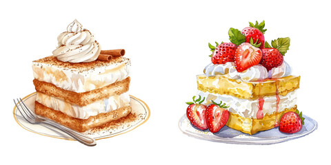 tres leches watercolor vector illustration