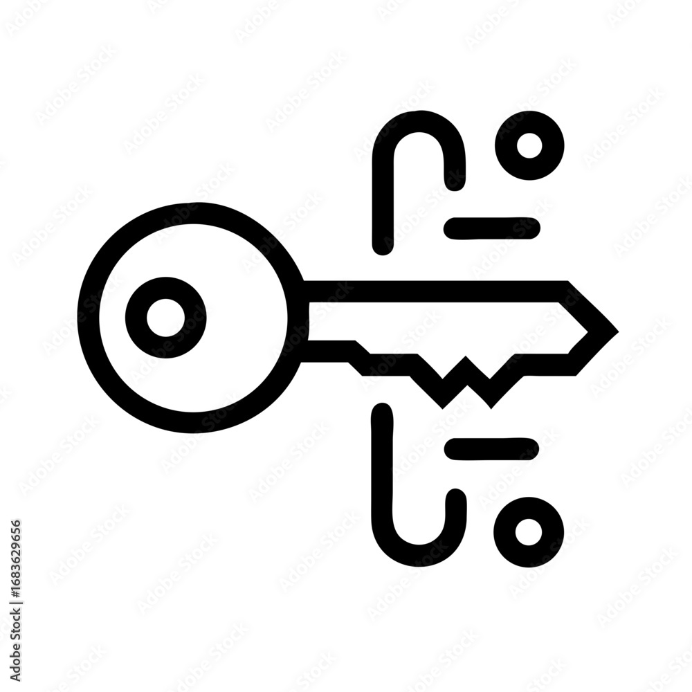 Poster vector art of digital key with circuit lines represents data access