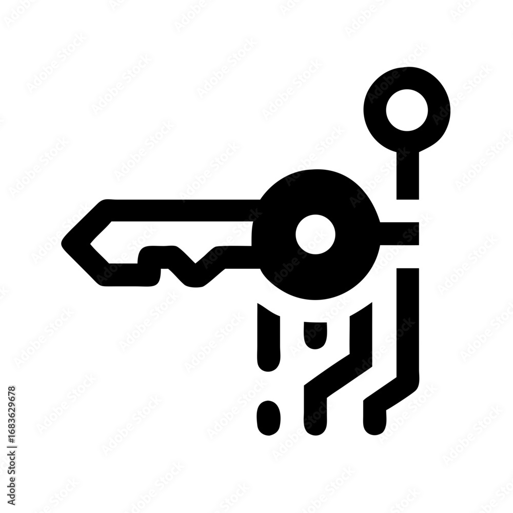 Poster vector art of digital key with circuit lines represents security