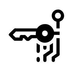 Vector art of digital key with circuit lines represents security