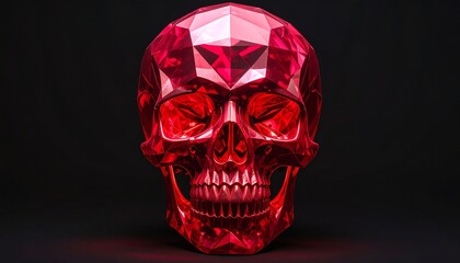 Red Gemstone Skull on Black