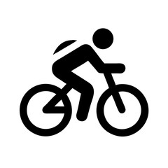Obraz premium Vector art of simple black silhouette of a cyclist with backpack