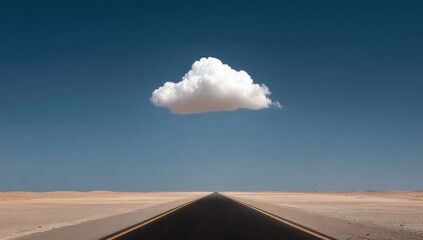 A solitary cloud above a desert highway
