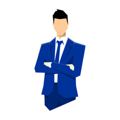 Businessman Illustration Confident in a blue suit with arms crossed, a modern business symbol