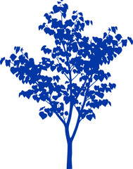 Naklejka premium blue tree silhouette natures quiet strength, enduring resilience, peaceful serenity, isolated on transparent background