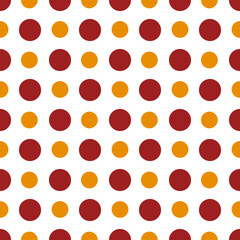 Seamless pattern with red and orange circles on a white background