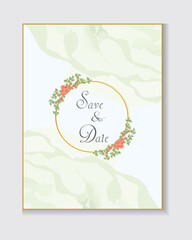 Design elements for wedding invitation templates and other cards.
Elegant orange rose and green leaf decoration concept.
Vector illustration.