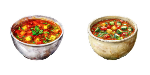 vegetable soup watercolor vector illustration