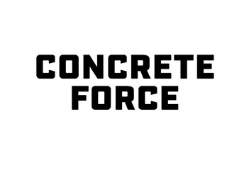 Bold black lettering of the phrase "Concrete Force" on white background  