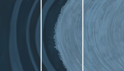Modern interior triptych. The picture is painted by hand on a tablet. © neurostructure