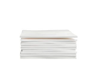 Stack of white blank papers isolated on transparent backdrop