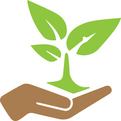 Green sprout growing in cupped hand symbolizing growth protection sustainability and new beginnings vector