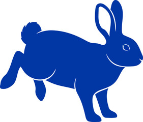 Fototapeta premium vibrant blue rabbit silhouette a symbol of springs renewal and easter festivities, isolated on transparent background