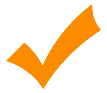Orange check mark PNG with transparent background, bold curved tick icon for task confirmation, form validation, and UI success feedback - Powered by Adobe