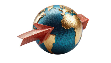 Rotating globe with directional arrows