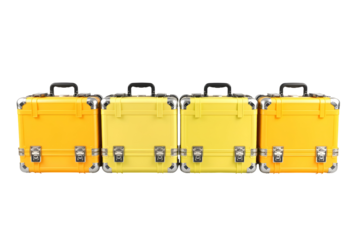 Four Yellow Suitcases Aligned